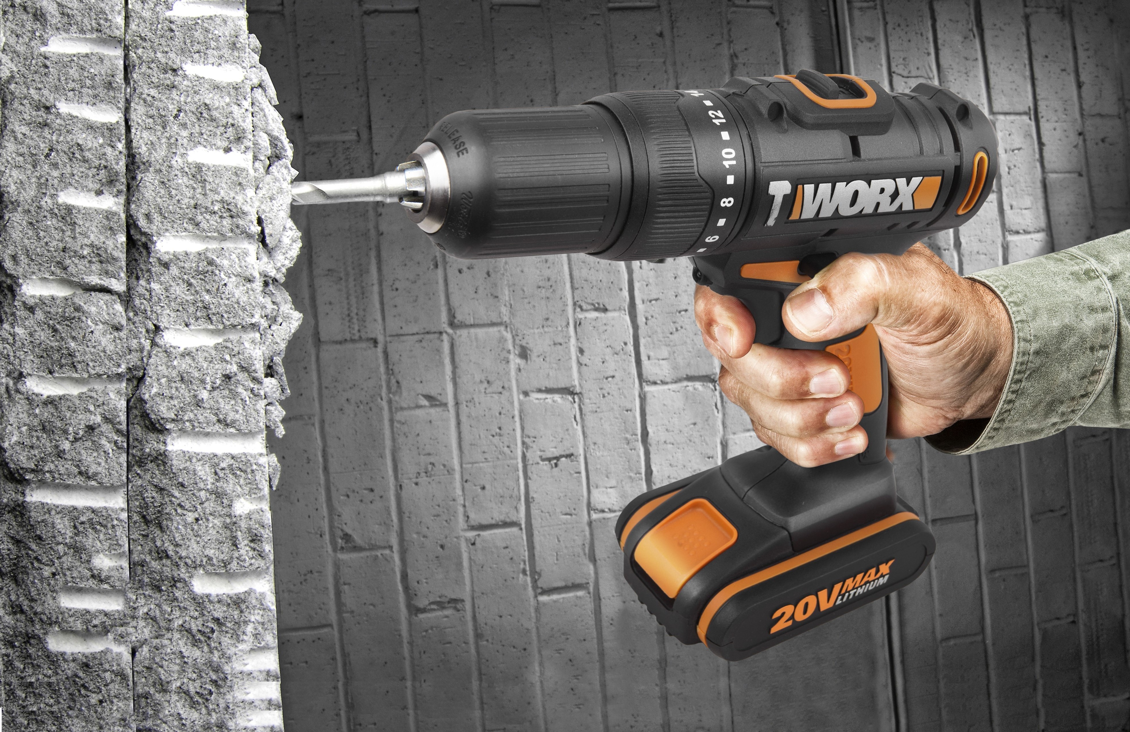 Worx WX371.1 - Taladro percutor 20V 2.0Ah (2 bat)